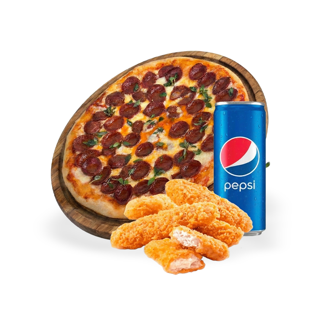 Sucuksever Kombo (Sucuklu Pizza + Atıştırmalık + 0.33 İçecek)