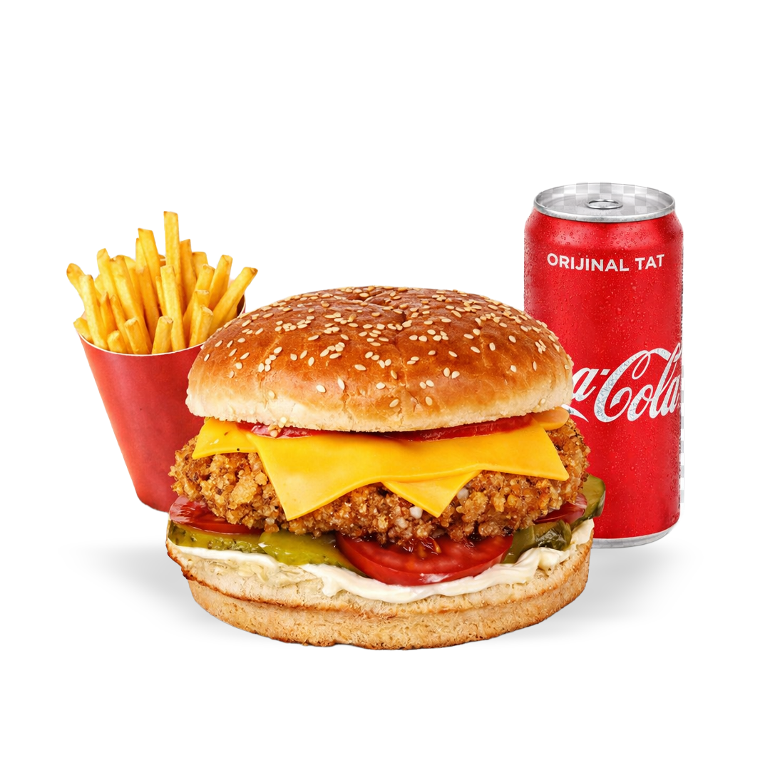 Tavuklu cheeseburger kombo (Tavuklu cheeseburger + Atıştırmalık + 0.33 İçecek)