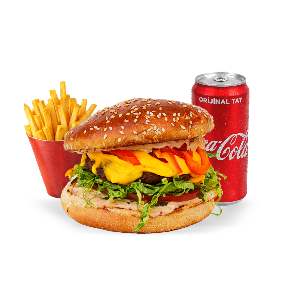 Özel dana burgeri kombo (Özel dana burgeri + Atıştırmalık + 0.33 İçecek)