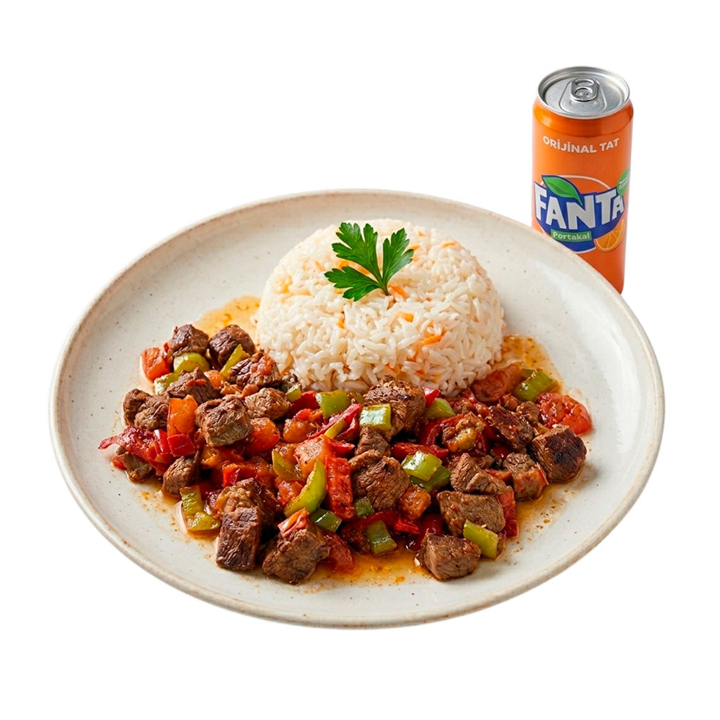 Saç kavurma + Pirinç pilavı + 0.33 İçecek